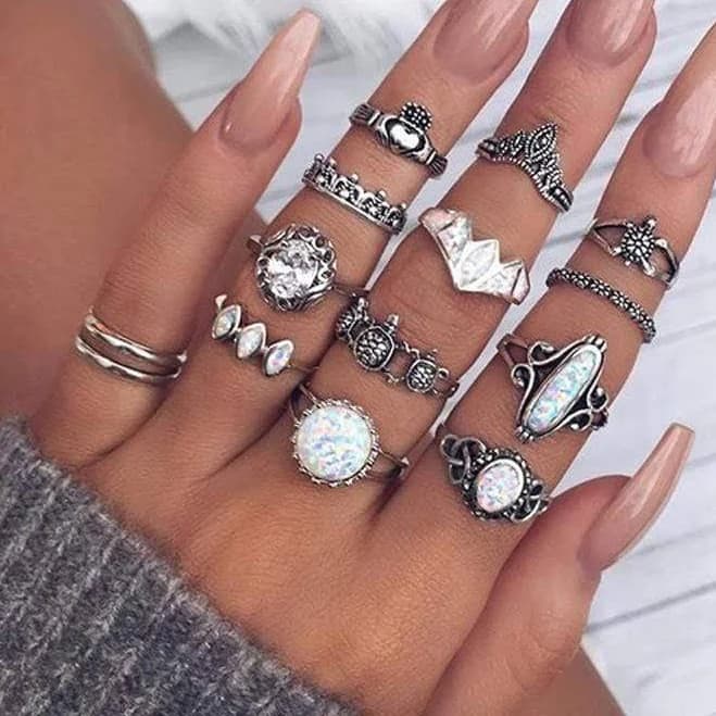 Vintage Antique Silver Stackable Ring Set