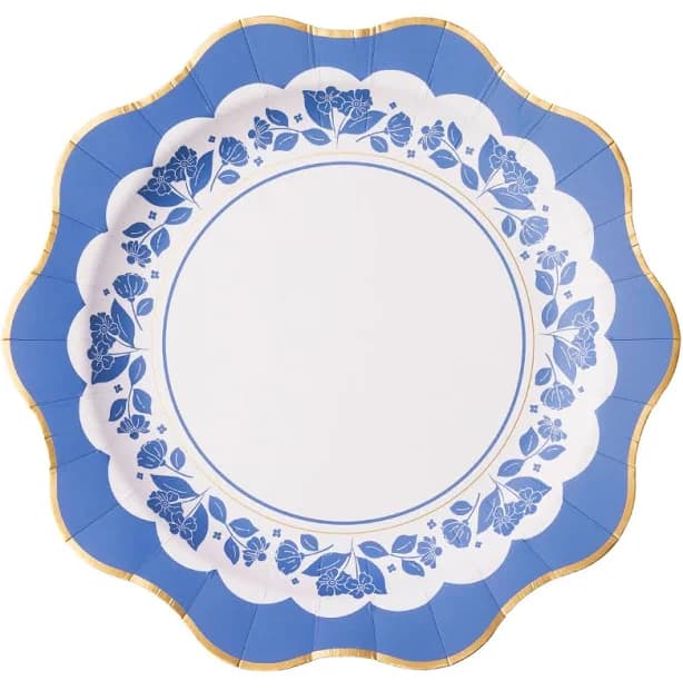 Belle Blue Elegant Floral Dinner Plates