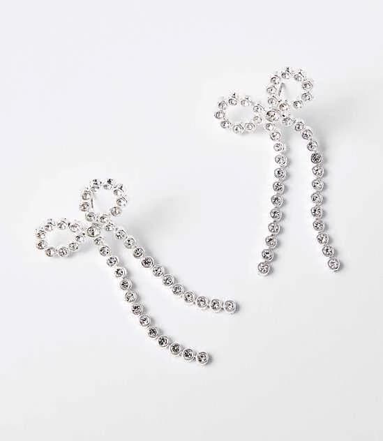 Loft Women's Pave Bow Drop Earrings