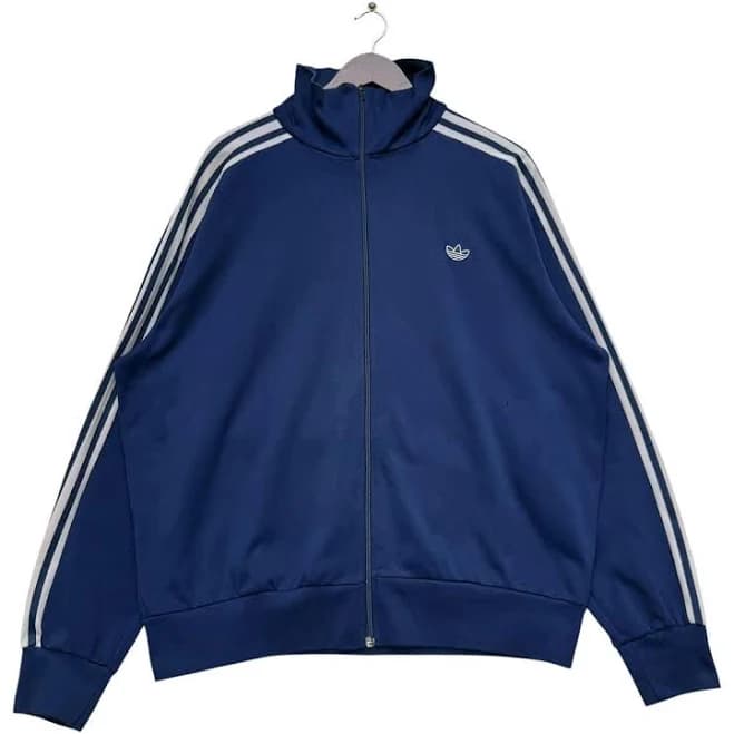 Vintage Adidas Originals Blue Track Jacket with White Stripes,XL Size,Streetwear Style