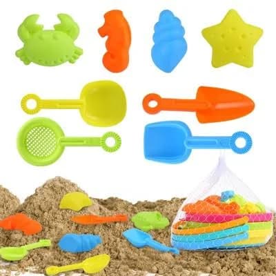 COZONY Collapsible Beach Toys Set with Sand Buckets Shovels and Molds for Kids Summer Travel