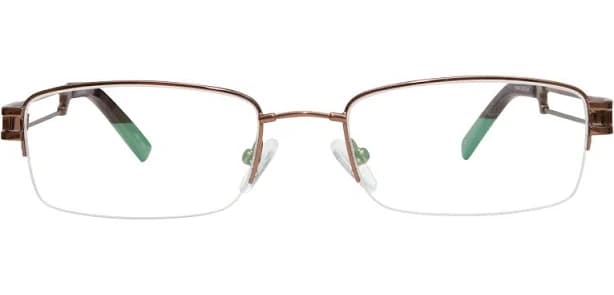 High Quality Prescription Eyeglasses Rectangle Half Rim Metal Brown