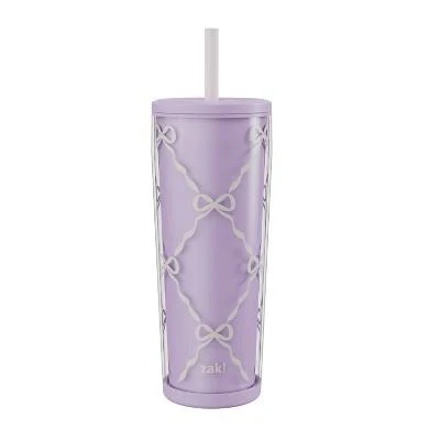 Zak Designs Sugar Plum Ballerina Bows Plastic Straw Tumbler