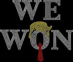 We Won Rhinestone Shirt – Trump Hair & Tie Bling Tee – Sparkly Conserv