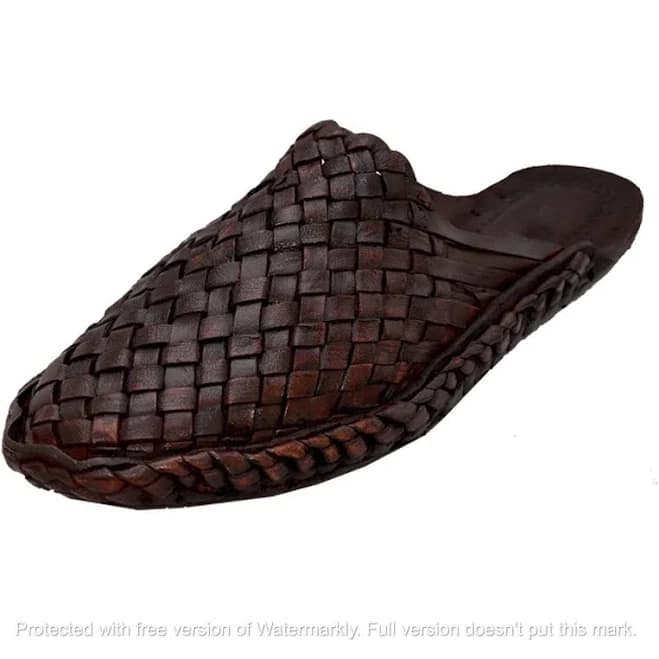 Women's Handwoven Leather Slip-On Mules
