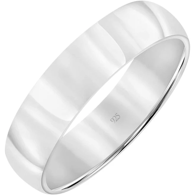 Brilliance Fine Jewelry Polished Sterling Silver 5mm Men's Comfort Fit Wedding Band