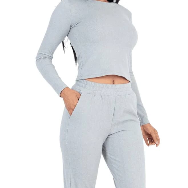 La Belle Gina Boutique Sara Ribbed Sweatshirt Joggers Set