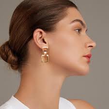 Amazon.com: MUYAN Gold Geometric Drop Dangle Earrings for Women Trendy Link Statement Earrings Fashion Jewelry : Clothing, Shoes & Jewelry