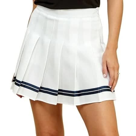 Made by Johnny Women's High Waist Pleated Plaid Skirt