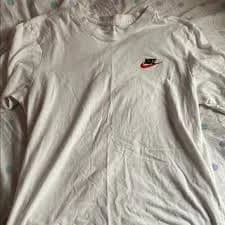 Nike White Short Sleeve Tee with Red Swoosh