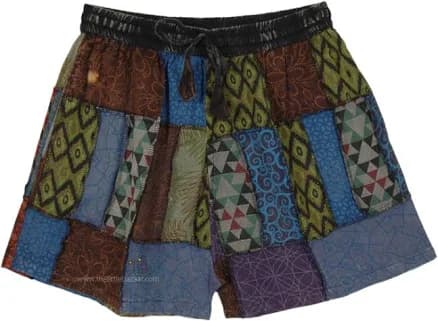 TLB Mojave Hippie Patchwork Cotton Shorts