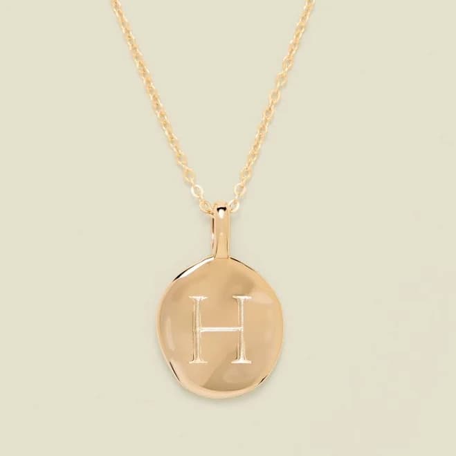 Gold Vermeil Engravable Heritage Circle Charm Necklace