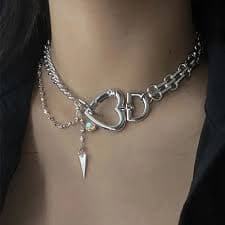 Vintage Silver Color Heart Shaped Choker Necklace | Grailed