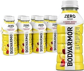 BODYARMOR ZERO Sugar Cherry Berry Lemonade Electrolyte Drink, Natural Flavors, 12 Fl Oz Bottles (8 Pack), B Vitamins & Antioxidants Sugar Free Hydration