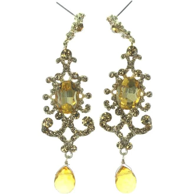 MI AMORE Women's Ornate Crystal Dangle Earrings