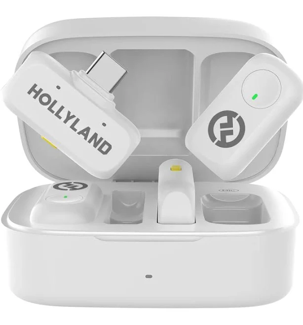 Hollyland LARK A1 Combo Wireless Lavalier Microphone System w/ USB-C Receiver/Lightning Receiver/2x Transmitters - White