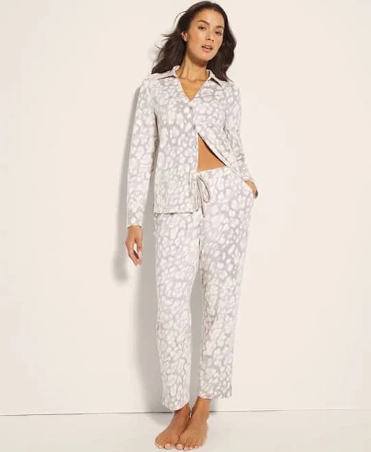 Women's Cotton Modal Ankle Pajama Pants In Leopard Print Size Medium | Pajama Sets In Jaguar Spot G Slvr Taupe