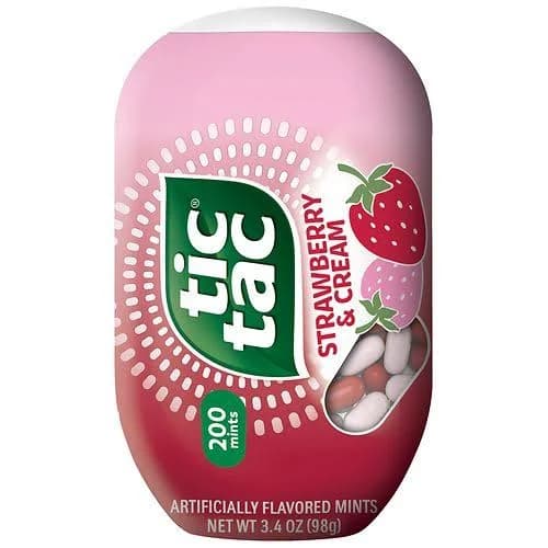 Tic Tac Flavored Mints, On-the-Go Refreshment, Bottle Pack Strawberries and Cream - 3.4 Oz