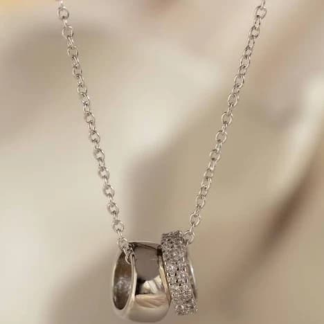 Caitlyn Minimalist Chunky Pave Duo Circle Necklace