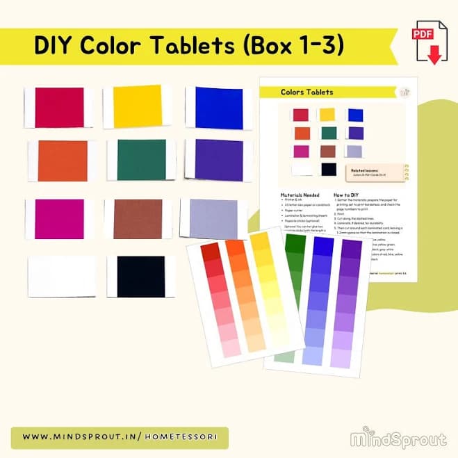 DIY Color Tablets Box 1-3 Montessori Activity for Toddler