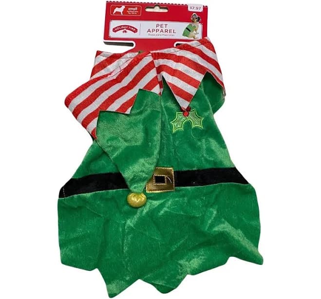 Holiday Time Pet Apparel Christmas Elf Small Dog Costume Green