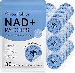 NAD Patches for Women & Men, NAD+ Patches with NMN & Resveratrol for Anti-Aging and Wellness Support, 30 Count