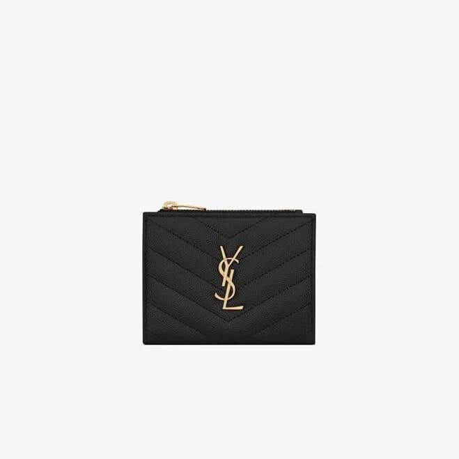 SAINT LAURENT Monogram Quilted Leather Bi-fold Wallet
