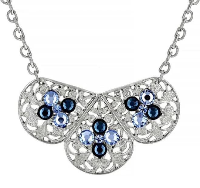Triple Filigree Teardrop Sapphire Bib Necklace