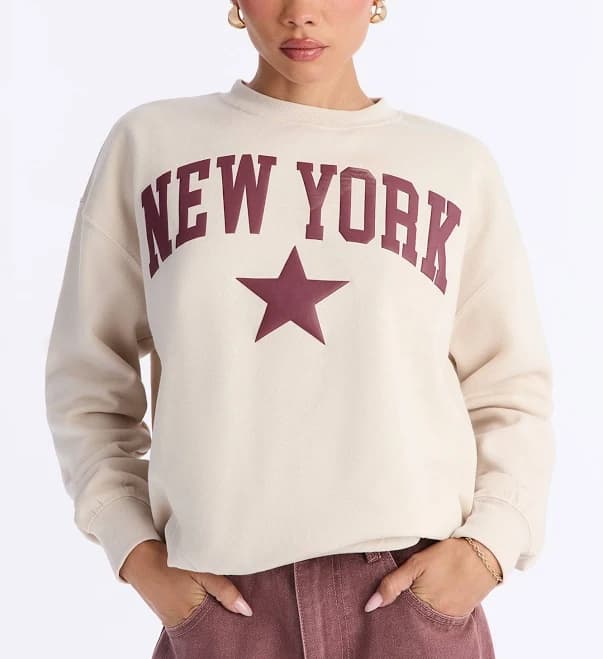 Fashion Nova Women's New York Star Crew Sweatshirt