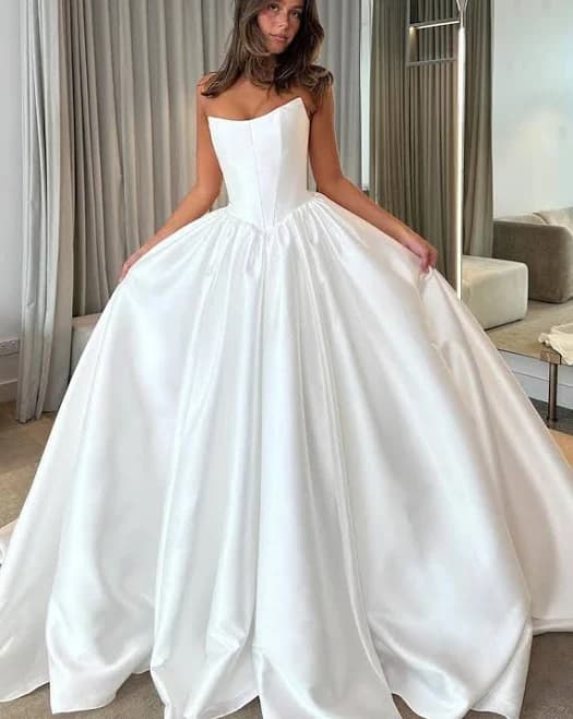 Ayasha Strapless Satin Ball Gown Wedding Dress