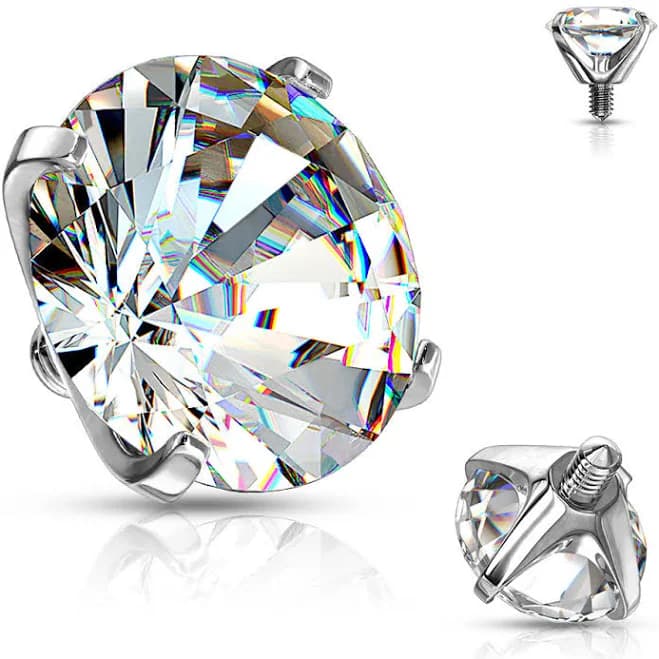 Icon Body Jewelry Round CZ Dermal Anchor Top