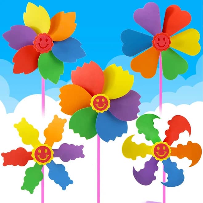 Yohelly 5 Pcs Sticky Mosaic Painting and Coloring Windmill Art Kits