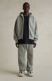 Fear of God ESSENTIALS Concrete Heather Classic Fleece Zip Up Hoodie | Pacsun