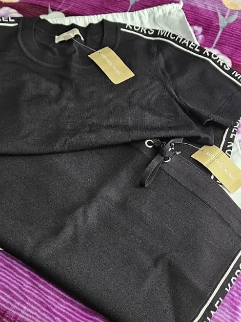 Michael Kors Skirts | Michael Kors Black Logo-Trim Two-Piece Sweat Set | Color: Black/White | Size: L | Lizbethviveros's Closet