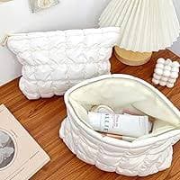 Amazon.com: WANNES Cute Cosmetic Bag for Women, Soft and Fluffy Travel Makeup Bag with Durable Zipper, Essential Skincare and Toiletry Organizer Pouches (off-white) : Beauty & Personal Care