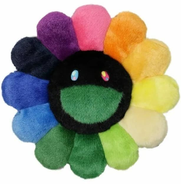 Tm/Kk 30cm Rainbow & Black Flower Cushion