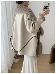 Hot-selling Women's High Quality Fox Fur Collar Fashion New Double-sided Cashmere Coat Short Cloak Real Fur Streetwear - AliExpress