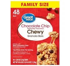 Great Value Chocolate Chip Chewy Granola Bars, Family Size, 0.84 oz, 48 Count