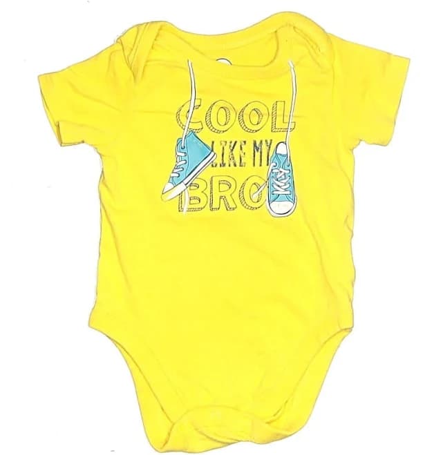 The Children's Place Short Sleeve Onesie: Yellow Graphic Pattern Bottoms - Size 0-3 Month, 100% Cotton, ThredUp