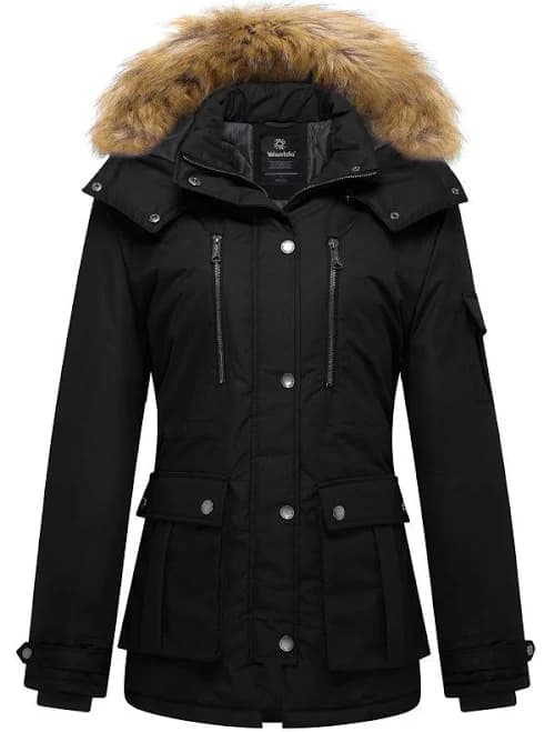 Wantdo Women's Winter Parka Coat with Removable Fur Hood