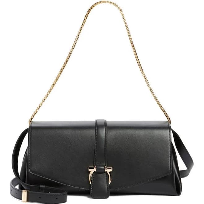 Ferragamo Leather Flap Crossbody Bag