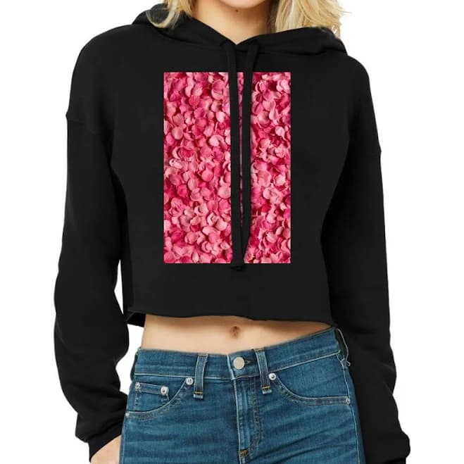 Artistshot Rose Flower Petals Cropped Hoodie