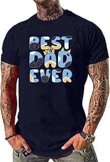 PCAEOVM Dad Shirt for Men Letter Print Tshirt Short Sleeve Best Dad Ever Graphic Tee Tops