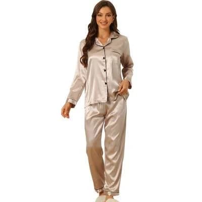 Women's Satin Button Down Pajama Set