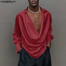 Fashion Casual Style Tops INCERUN New Men Deconstruction Swing Neck Shirts Sexy Male Solid Comfortable Long Sleeved Blouse S-5XL - AliExpress