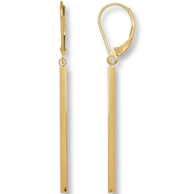 14K Yellow Gold Bar Dangle Earrings