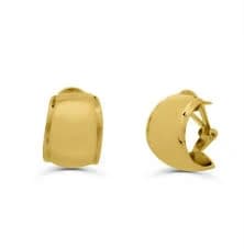 14k Gold Fancy Omega Mixed Media Hoops | Chunky Hoop Earrings | Gold Hoops |
