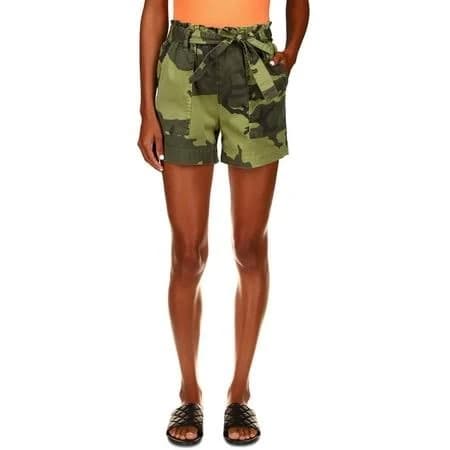 Sanctuary Womens Camouflage Belted High-Waist Shorts Adult
