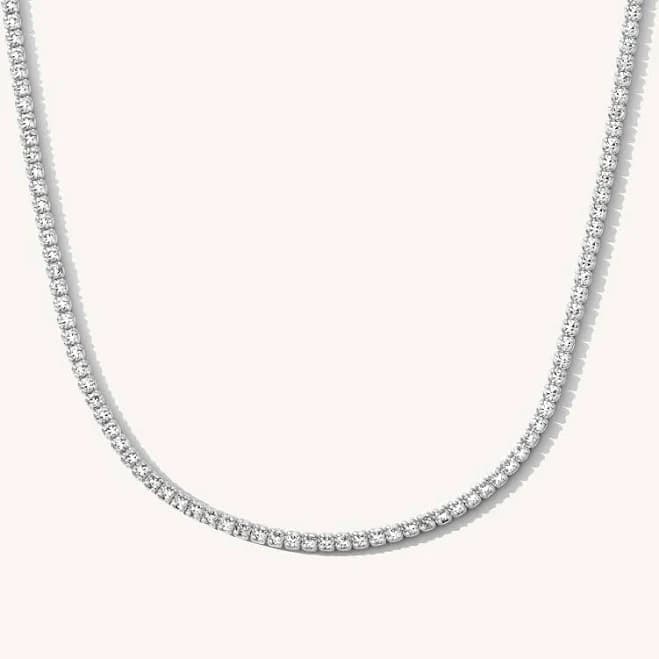 Dainty CZ Sterling Silver Tennis Necklace
