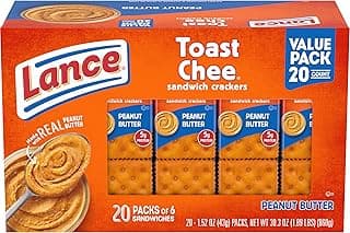 Lance Sandwich Crackers, ToastChee Peanut Butter, 20 Individually Wrapped Packs, 6 Sandwiches Each
